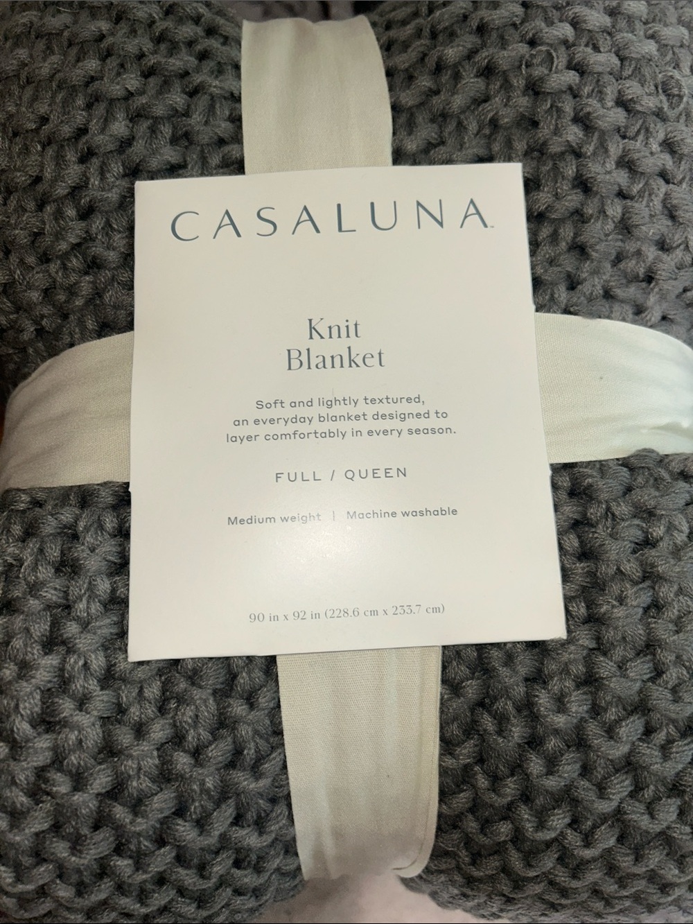 Casaluna F/Q Chunky Knit Blanket, Gray